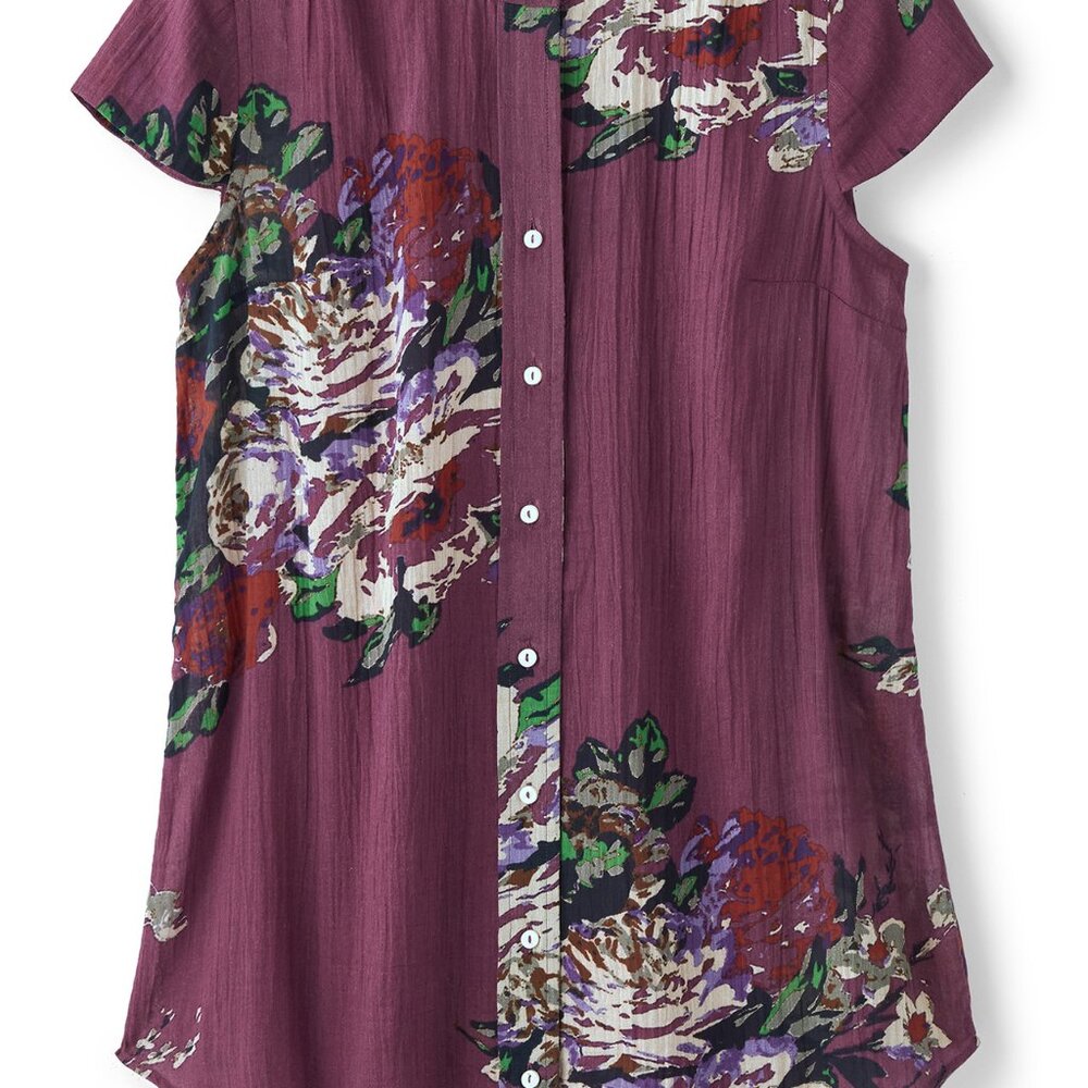 Soft Surroundings Silk Floral Tunic Blouse Petite L New Without Tags Boho - Picture 7 of 12